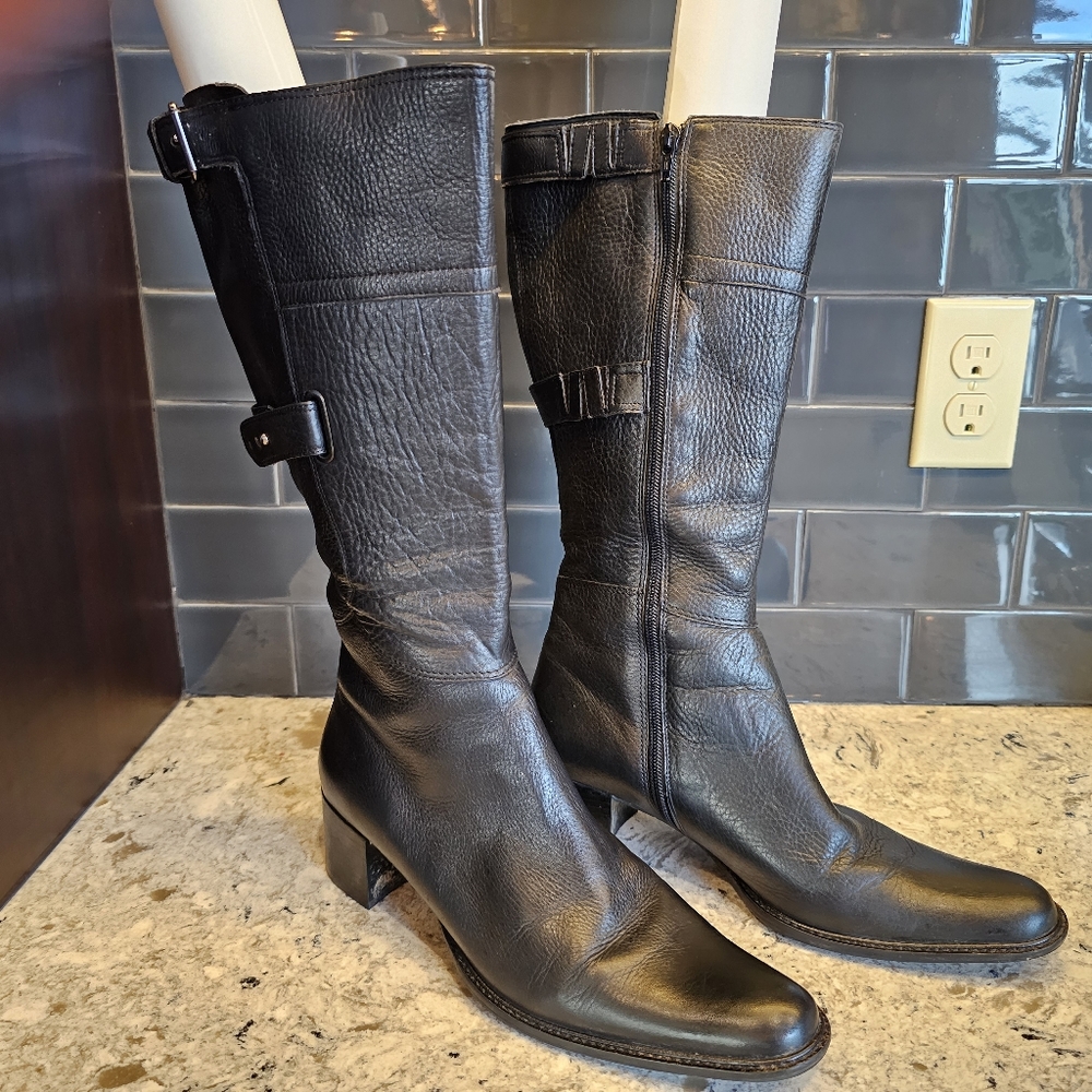 Eddie Bauer Womens Black Wide Calf Leather Boots Size 8 1/2